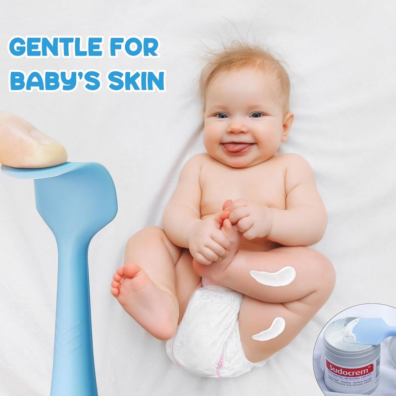 seeway Baby Diaper Cream Spatula, 3 pack Baby Diaper Cream Spatula Applicator, Silicone Baby Butt Paste Spatula for Newborn Babies (pink, blue, brown) - Image 2